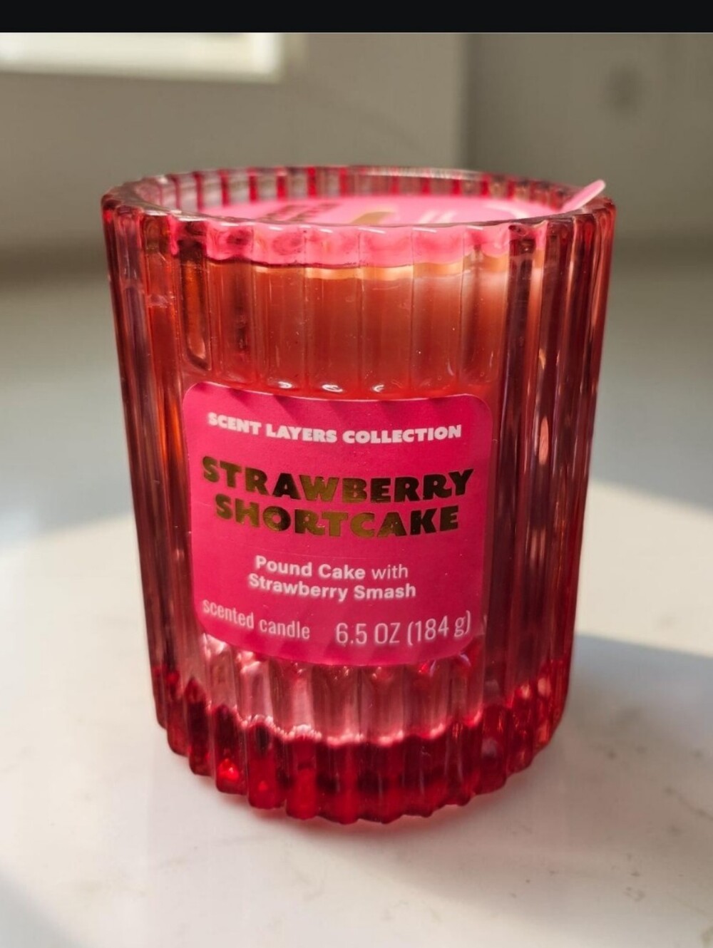Scent Layers Collectiom Strawberry Shortcake Candle - Pink Glass